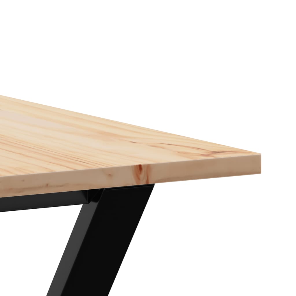 Kitchen table, Y frame, 140x80x75cm solid pine wood and cast iron