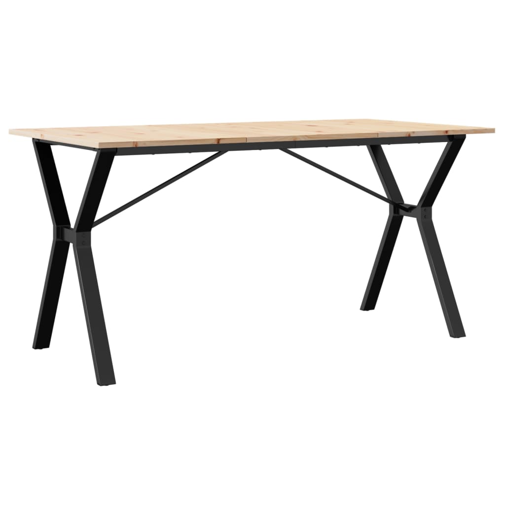 Kitchen table, Y frame, 160x80x75cm solid pine wood and cast iron