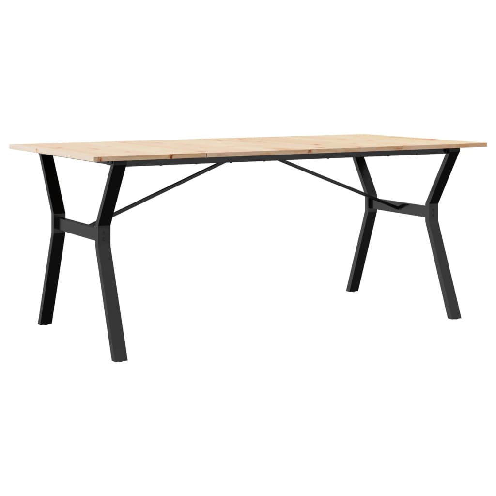 Kitchen table, Y frame, 180x90x75cm solid pine wood and cast iron