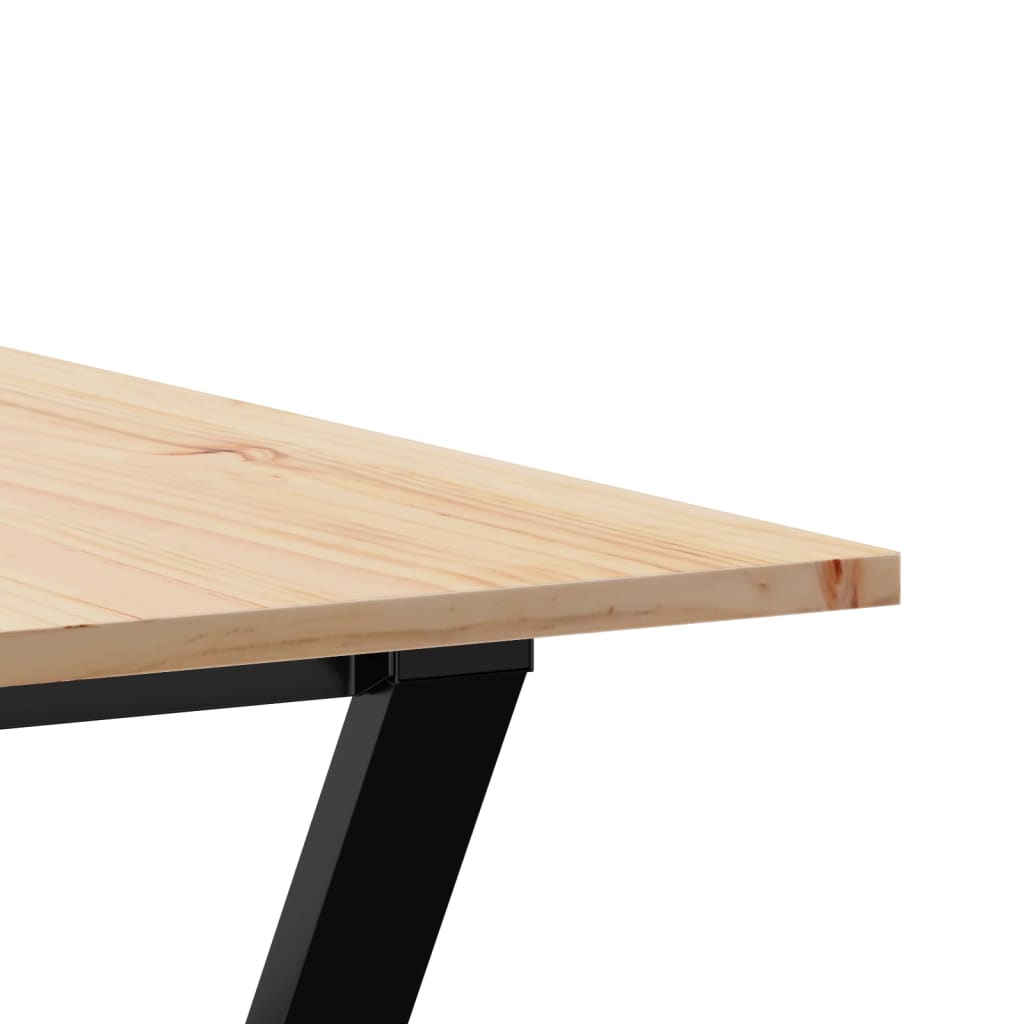 Kitchen table, Y frame, 180x90x75cm solid pine wood and cast iron