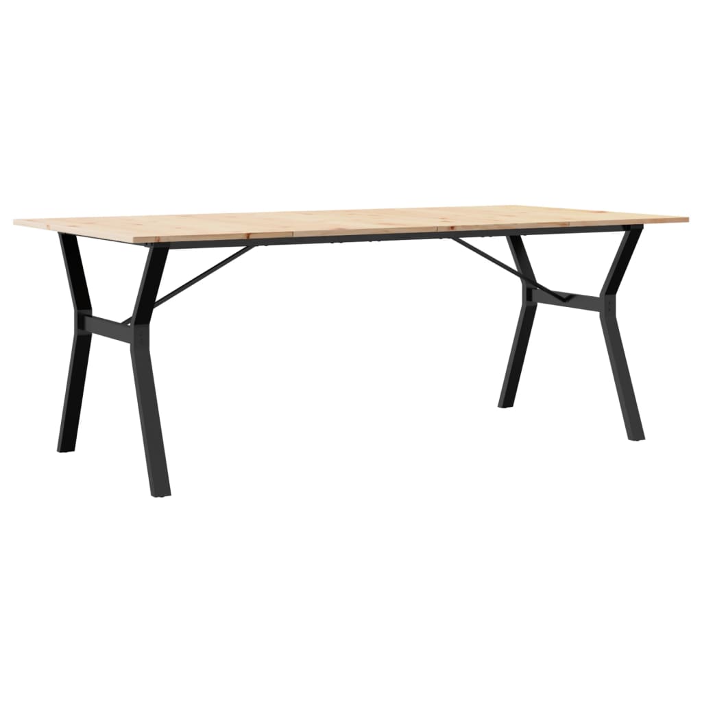 Kitchen table, Y frame, 200x100x75 cm solid pine wood and cast iron