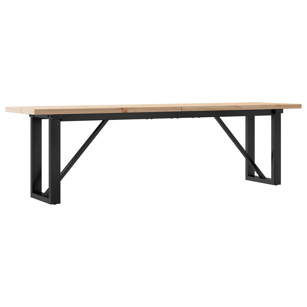 Coffee table, O-frame, 160x40x45.5 cm, solid pine wood and cast iron