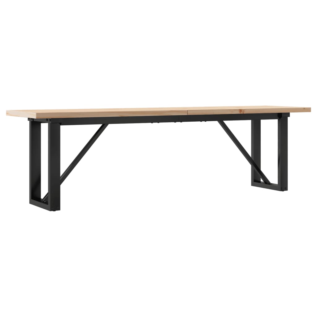 Coffee table, O-frame, 160x40x45.5 cm, solid pine wood and cast iron