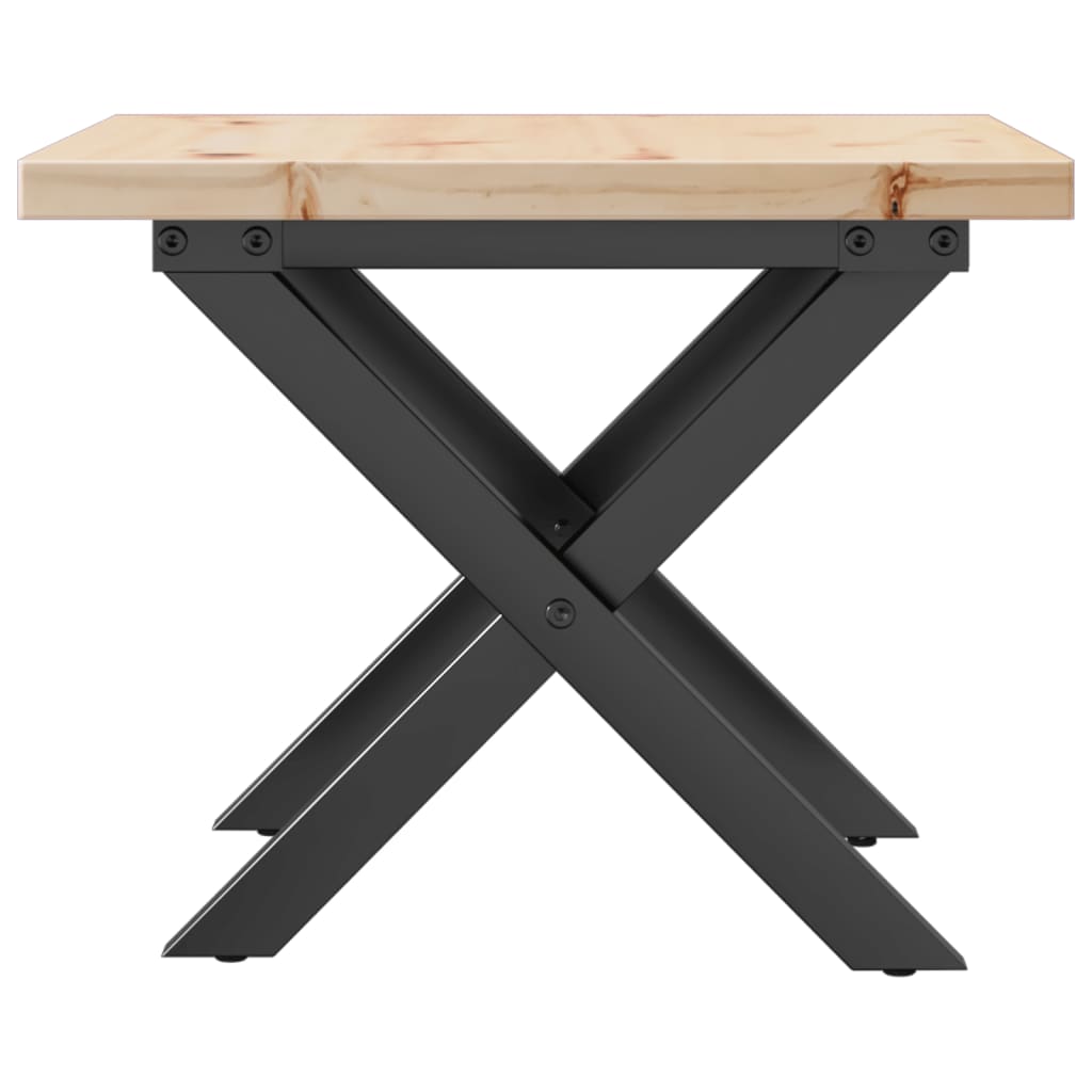 Coffee table, X frame, 40x40x35.5 cm, solid pine wood and cast iron