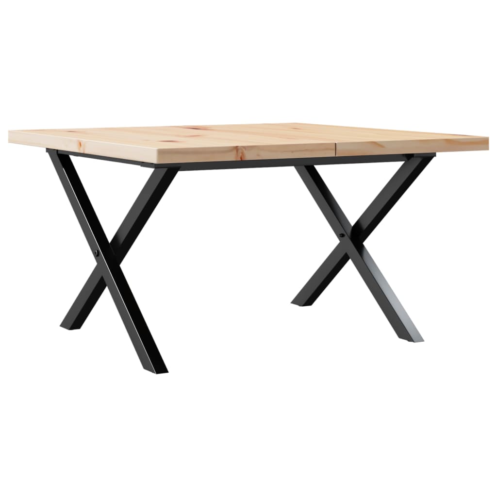 Coffee table, X frame, 60x60x40.5 cm, solid pine wood and cast iron