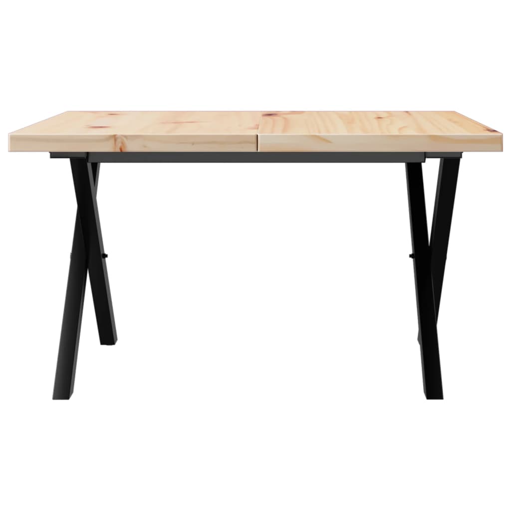 Coffee table, X frame, 60x60x40.5 cm, solid pine wood and cast iron