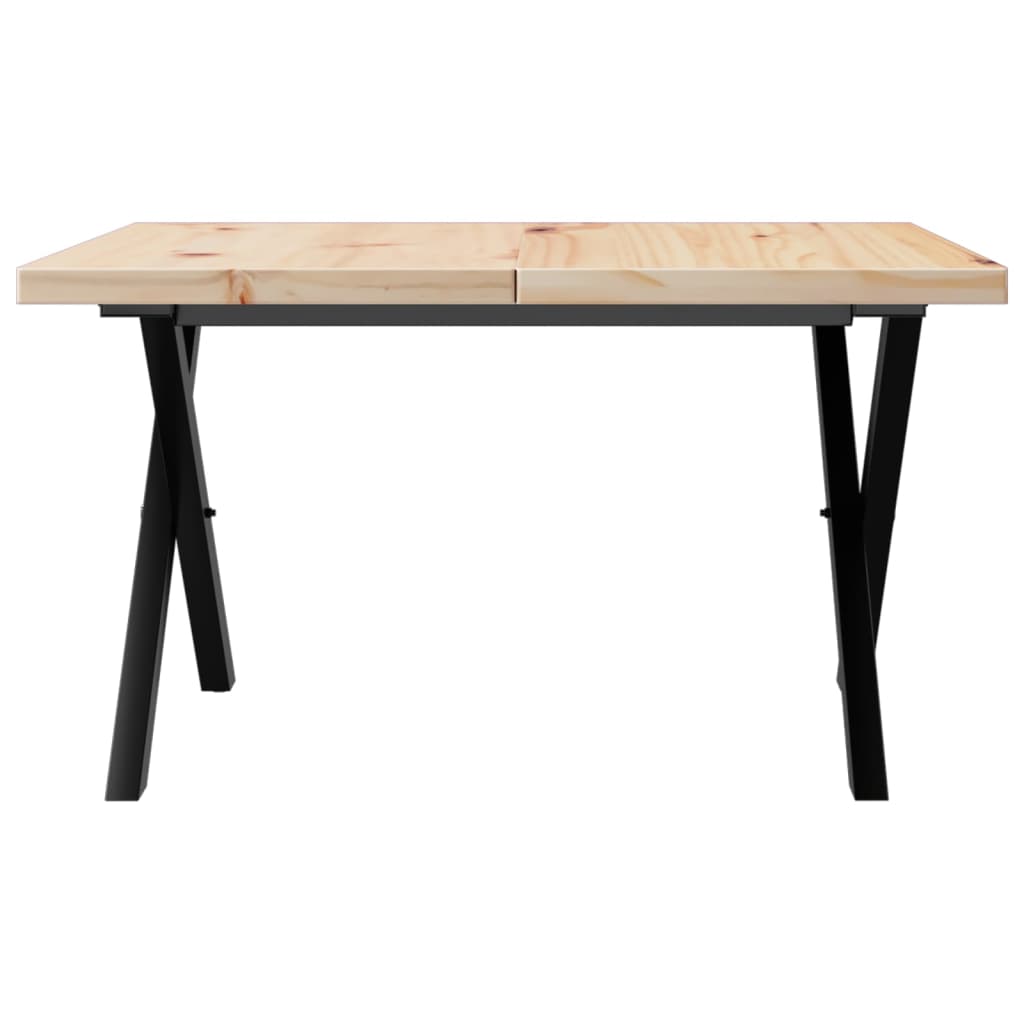 Coffee table, X frame, 70x70x40.5 cm, solid pine wood and cast iron