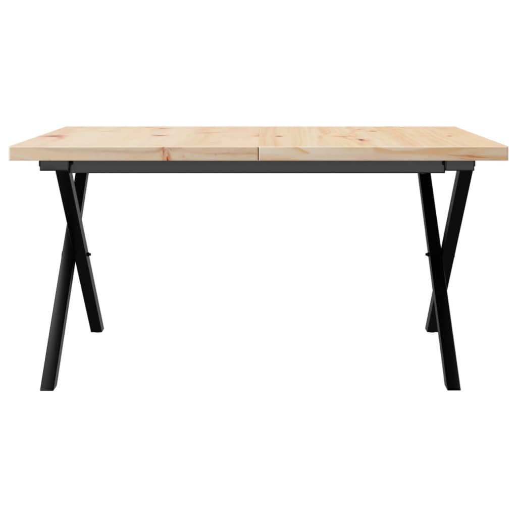 Coffee table, X frame, 80x80x45.5 cm, solid pine wood and cast iron