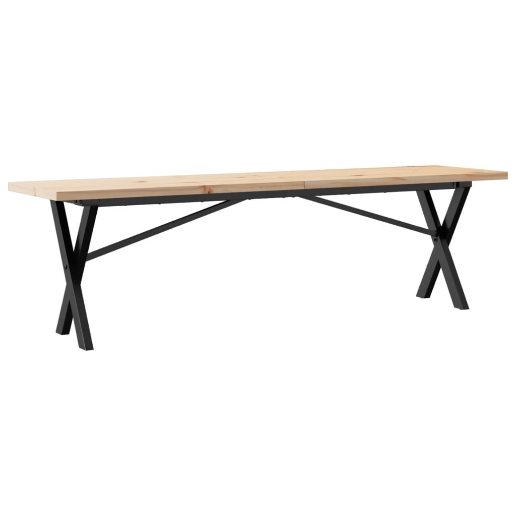 Coffee table, X frame, 160x40x45.5 cm, solid pine wood and cast iron