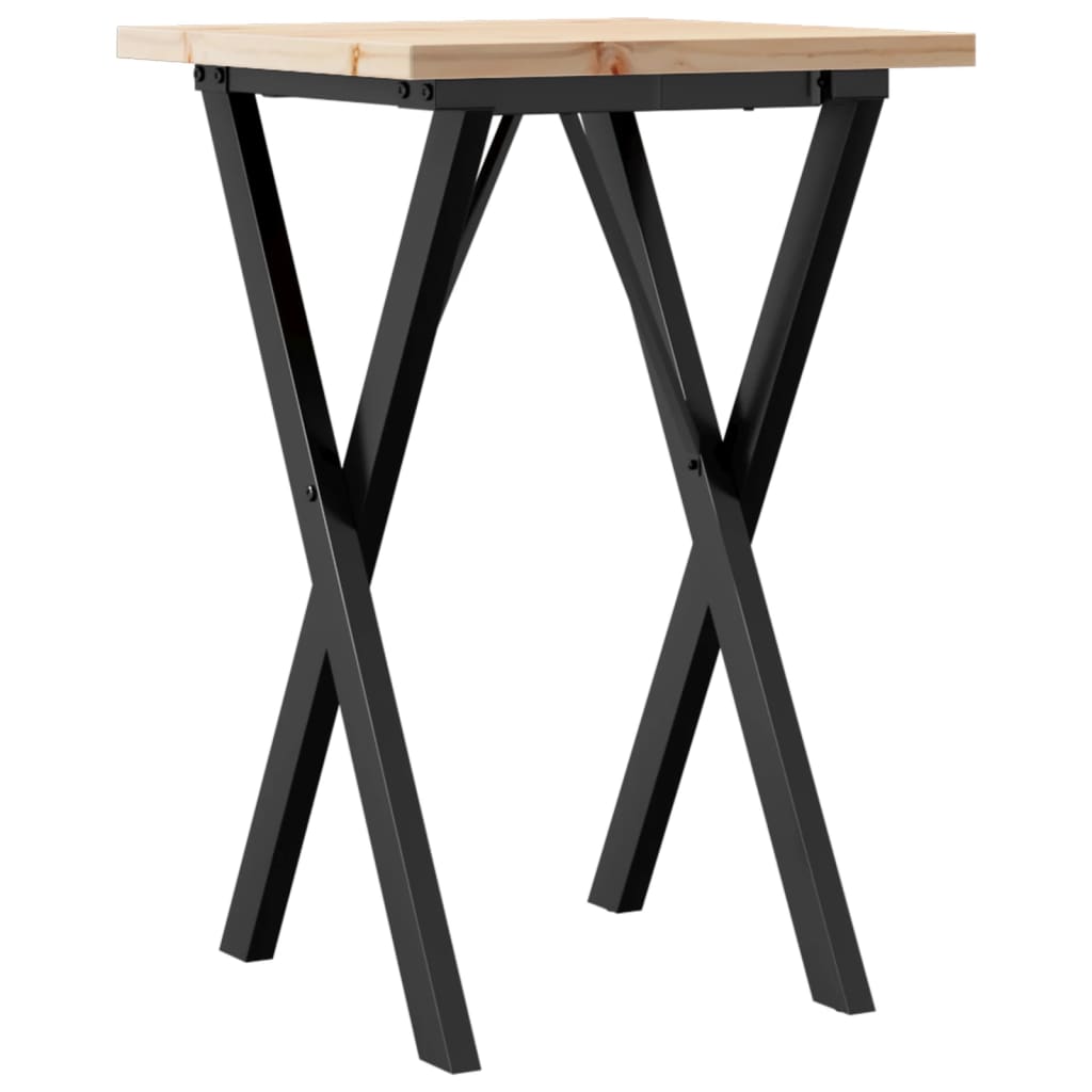 Kitchen table, X frame, 50x50x75.5 cm solid pine wood and cast iron