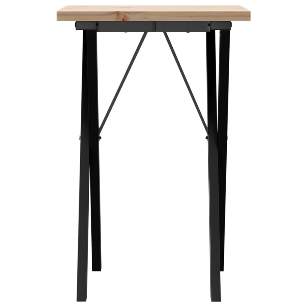 Kitchen table, X frame, 50x50x75.5 cm solid pine wood and cast iron