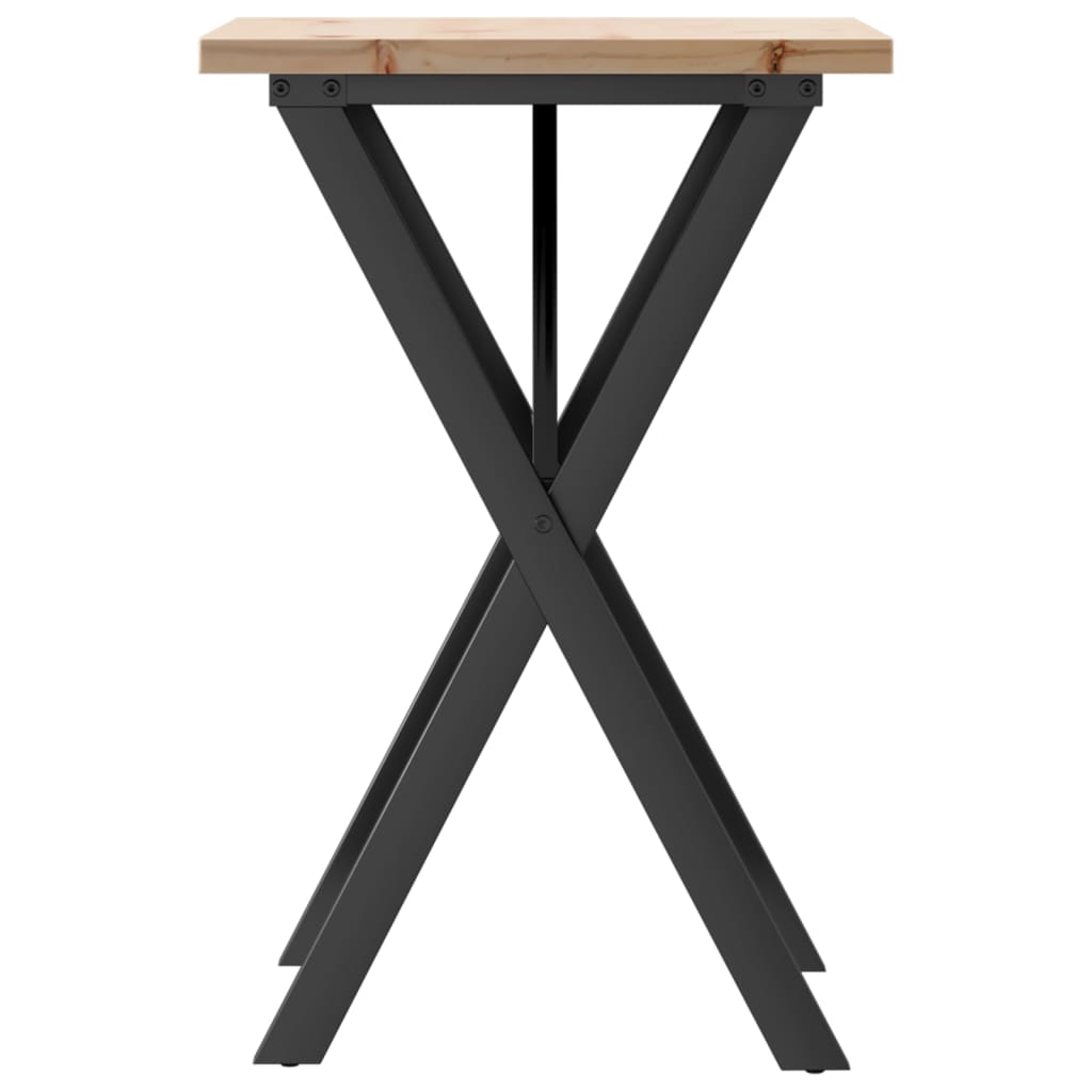 Kitchen table, X frame, 50x50x75.5 cm solid pine wood and cast iron