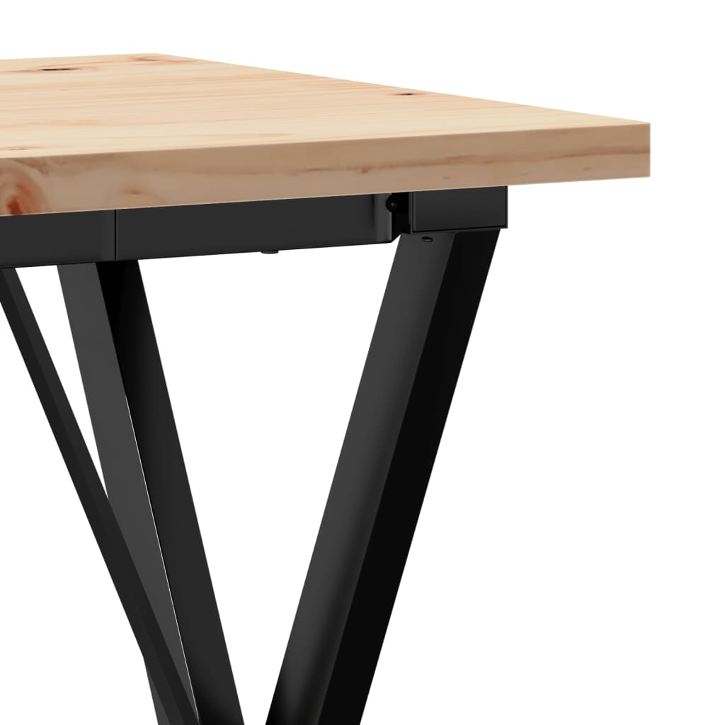 Kitchen table, X frame, 50x50x75.5 cm solid pine wood and cast iron