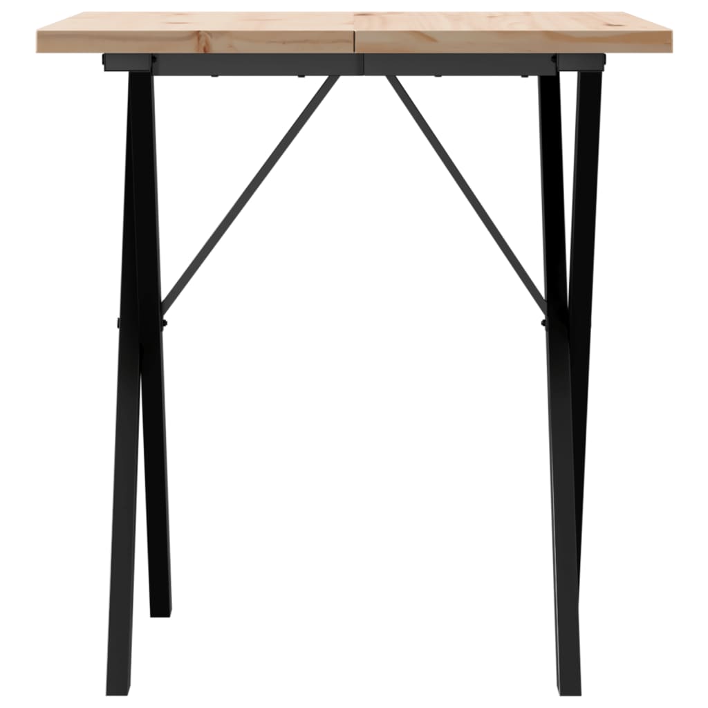 Kitchen table, X frame, 70x70x75.5 cm solid pine wood and cast iron