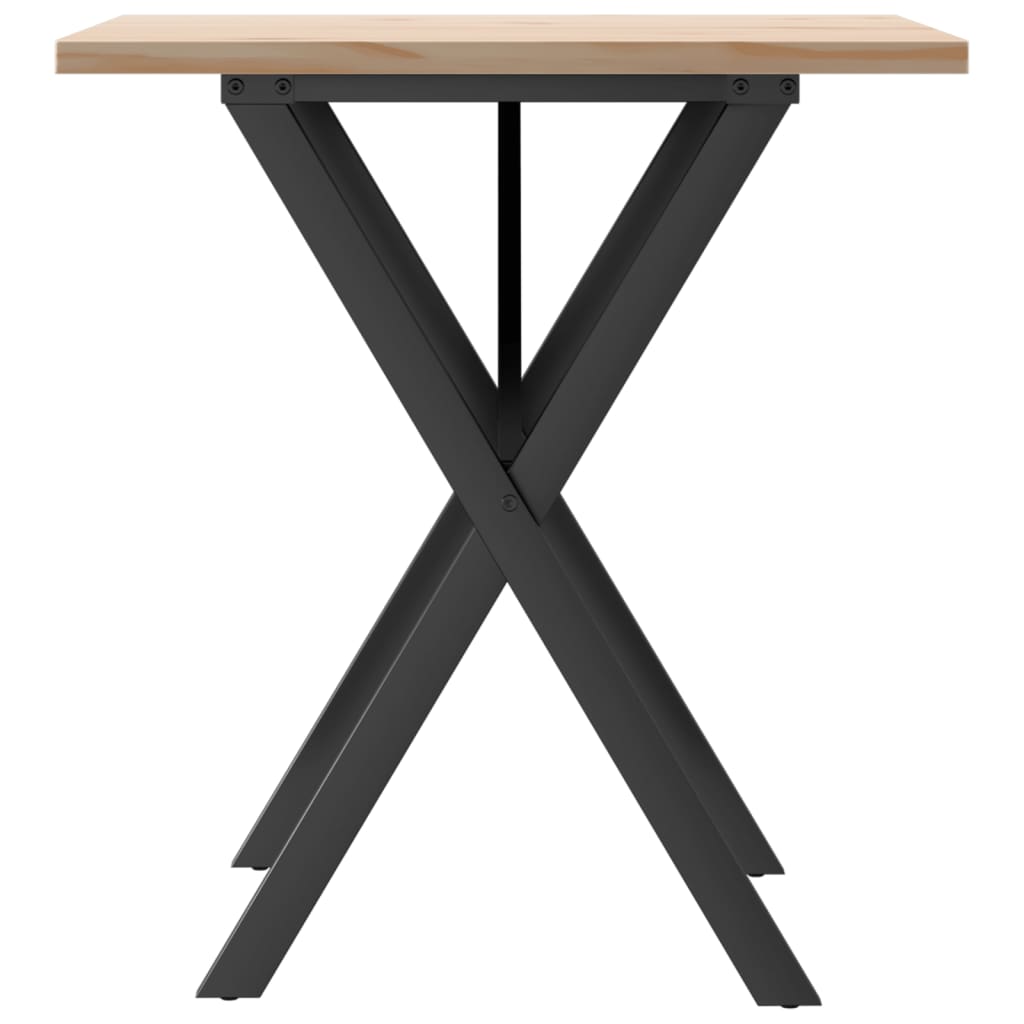 Kitchen table, X frame, 70x70x75.5 cm solid pine wood and cast iron