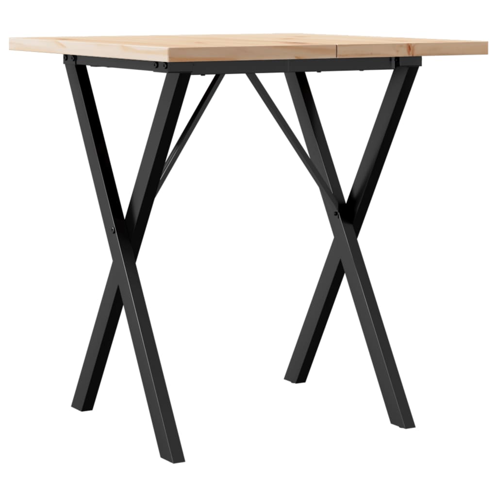 Kitchen table, X frame, 70x70x75.5 cm solid pine wood and cast iron