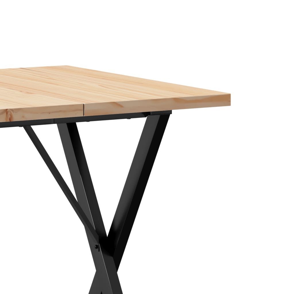 Kitchen table, X frame, 70x70x75.5 cm solid pine wood and cast iron