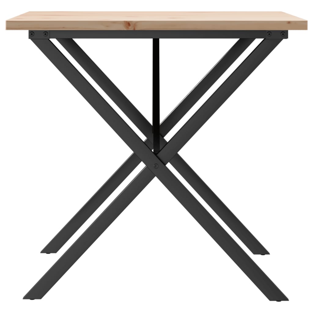 Kitchen table, X frame, 80x80x75.5 cm solid pine wood and cast iron