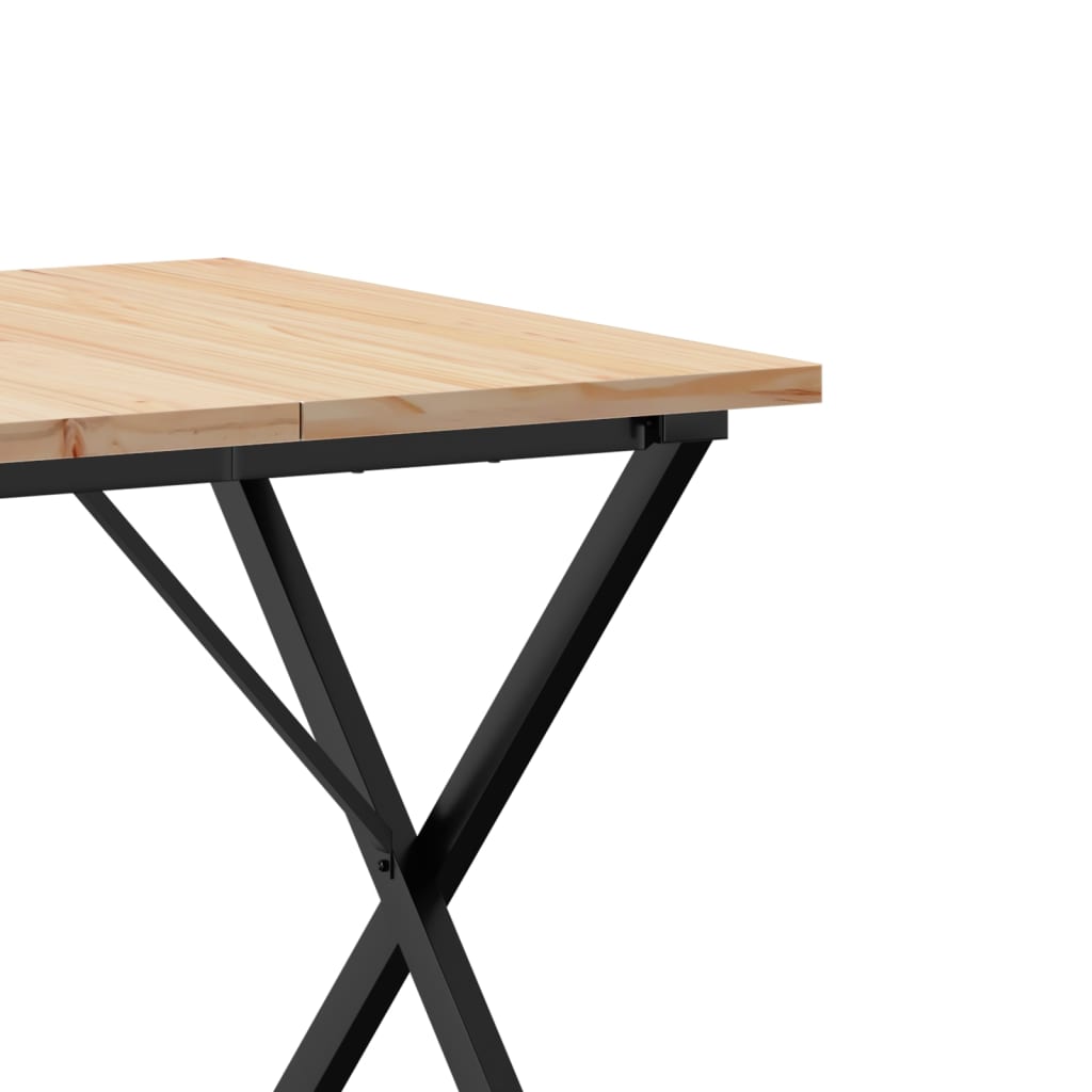 Kitchen table, X frame, 80x80x75.5 cm solid pine wood and cast iron