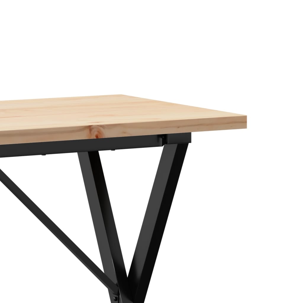 Kitchen table, X frame, 100x50x75.5 cm solid pine wood and cast iron