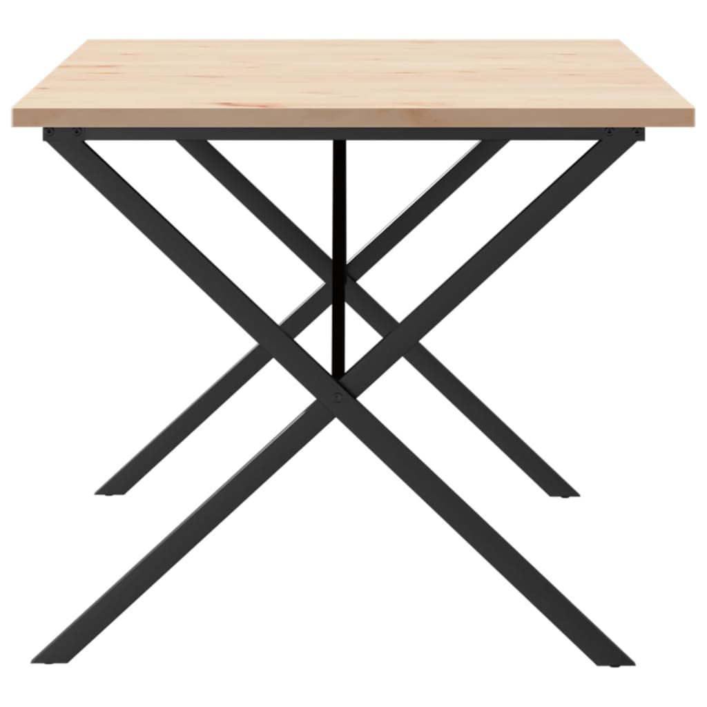 Kitchen table, X frame, 180x90x75.5 cm solid pine wood and cast iron