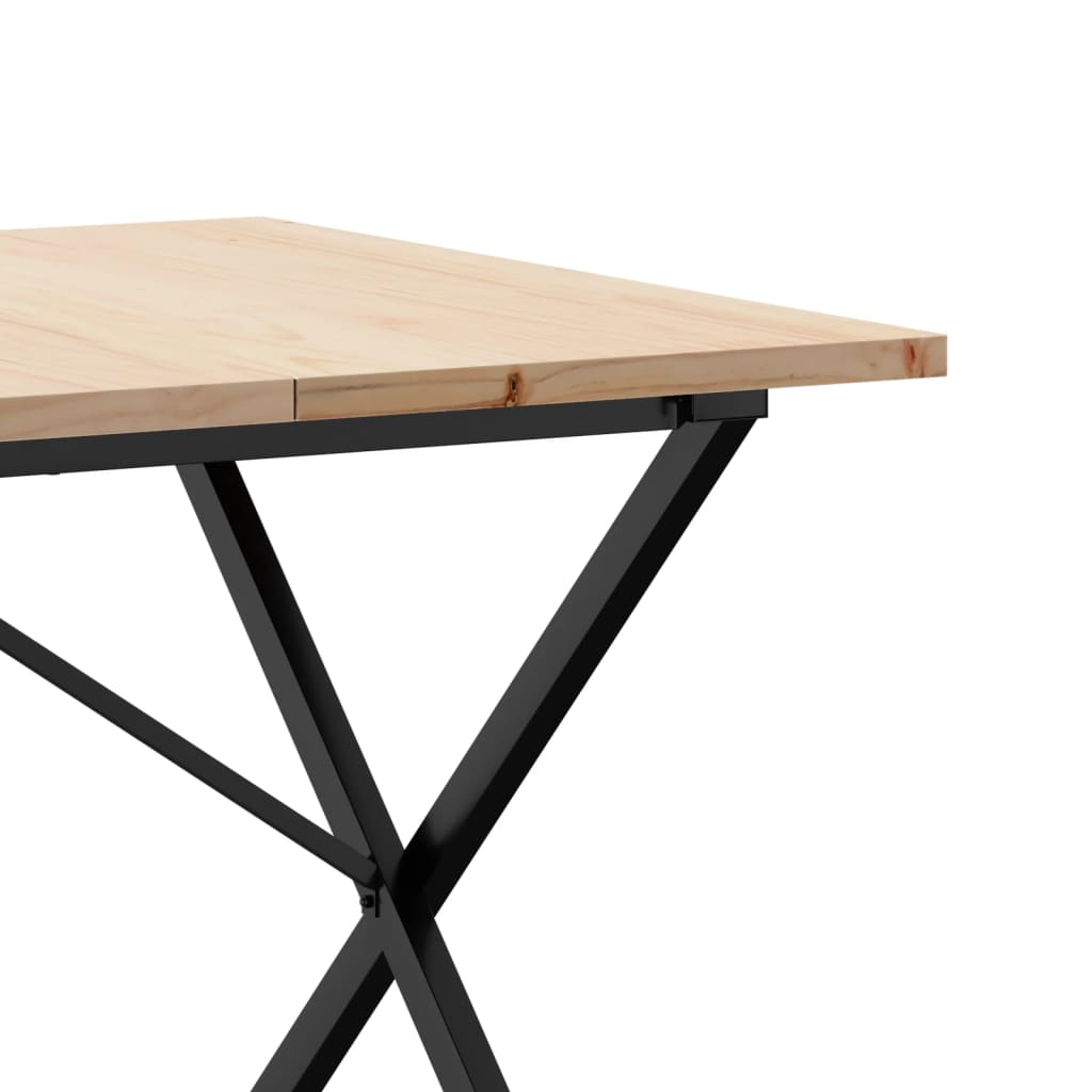 Kitchen table, X frame, 180x90x75.5 cm solid pine wood and cast iron