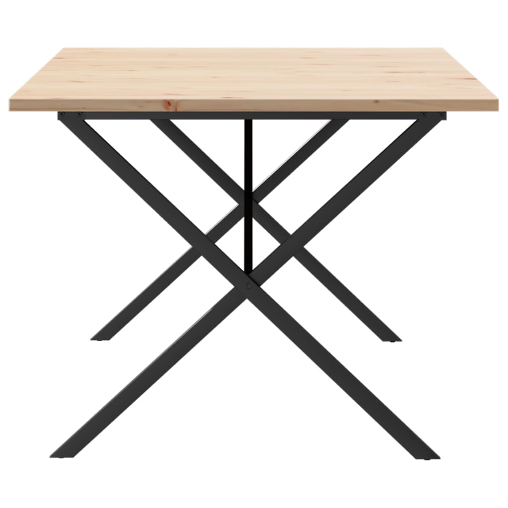 Kitchen table, X frame, 200x100x75.5cm solid pine wood and cast iron