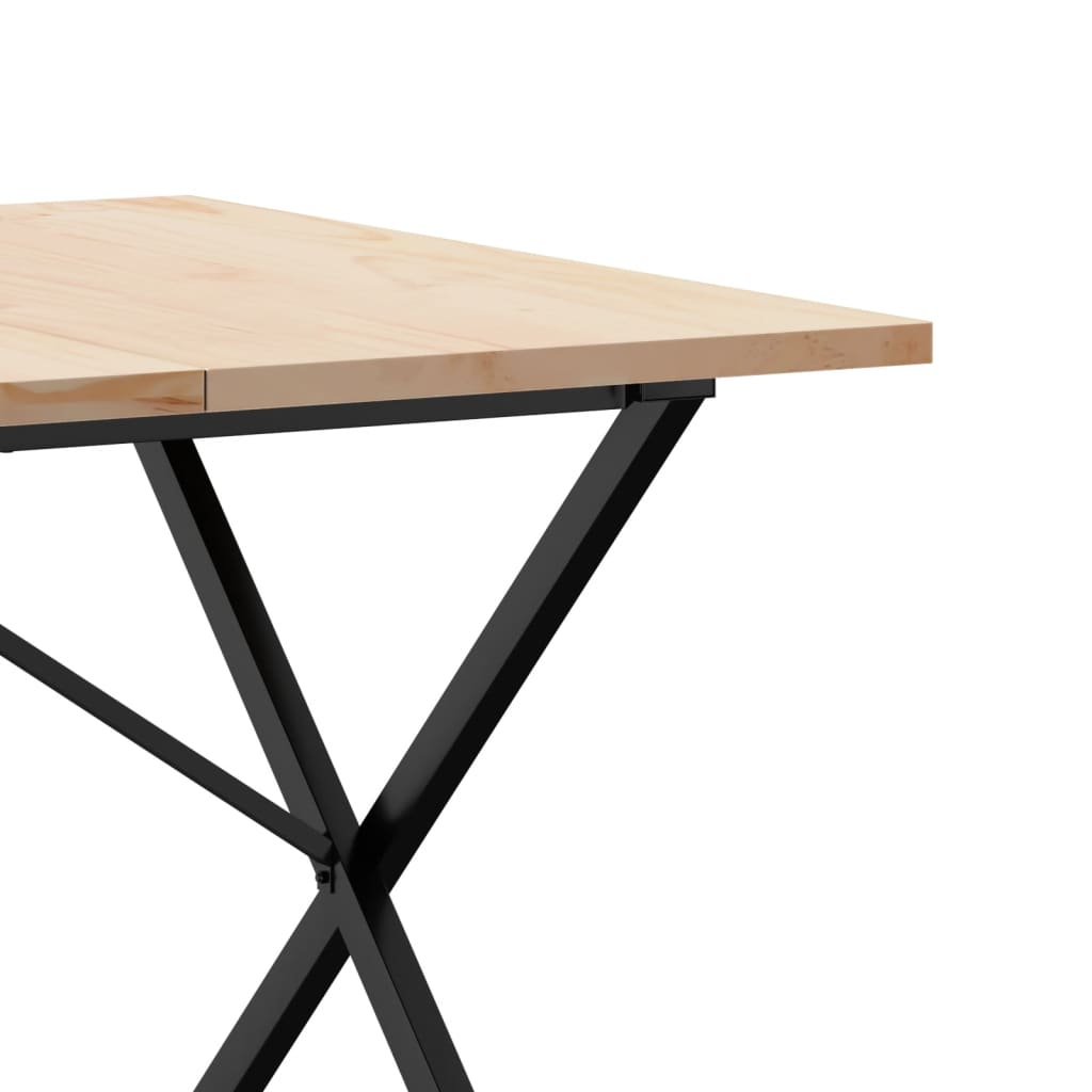 Kitchen table, X frame, 200x100x75.5cm solid pine wood and cast iron