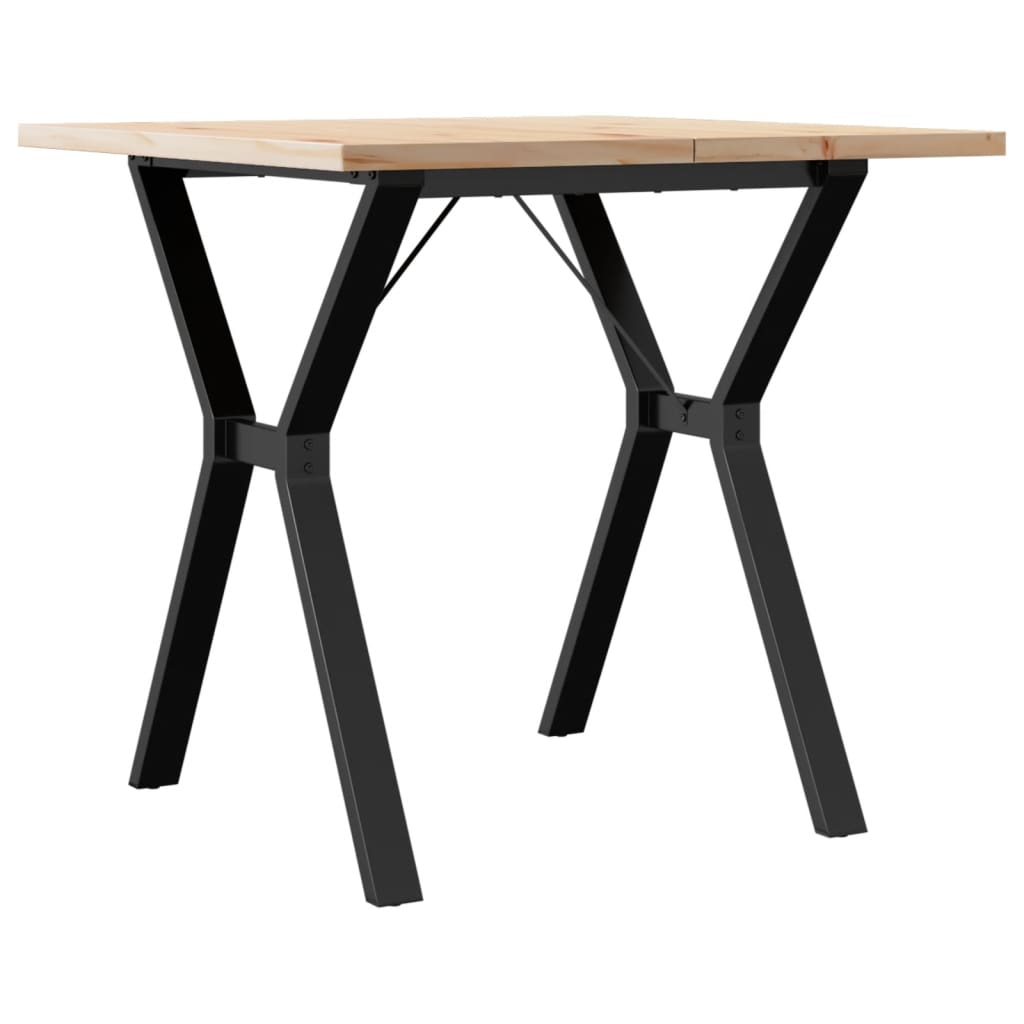 Kitchen table, Y frame, 80x80x75.5 cm solid pine wood and cast iron