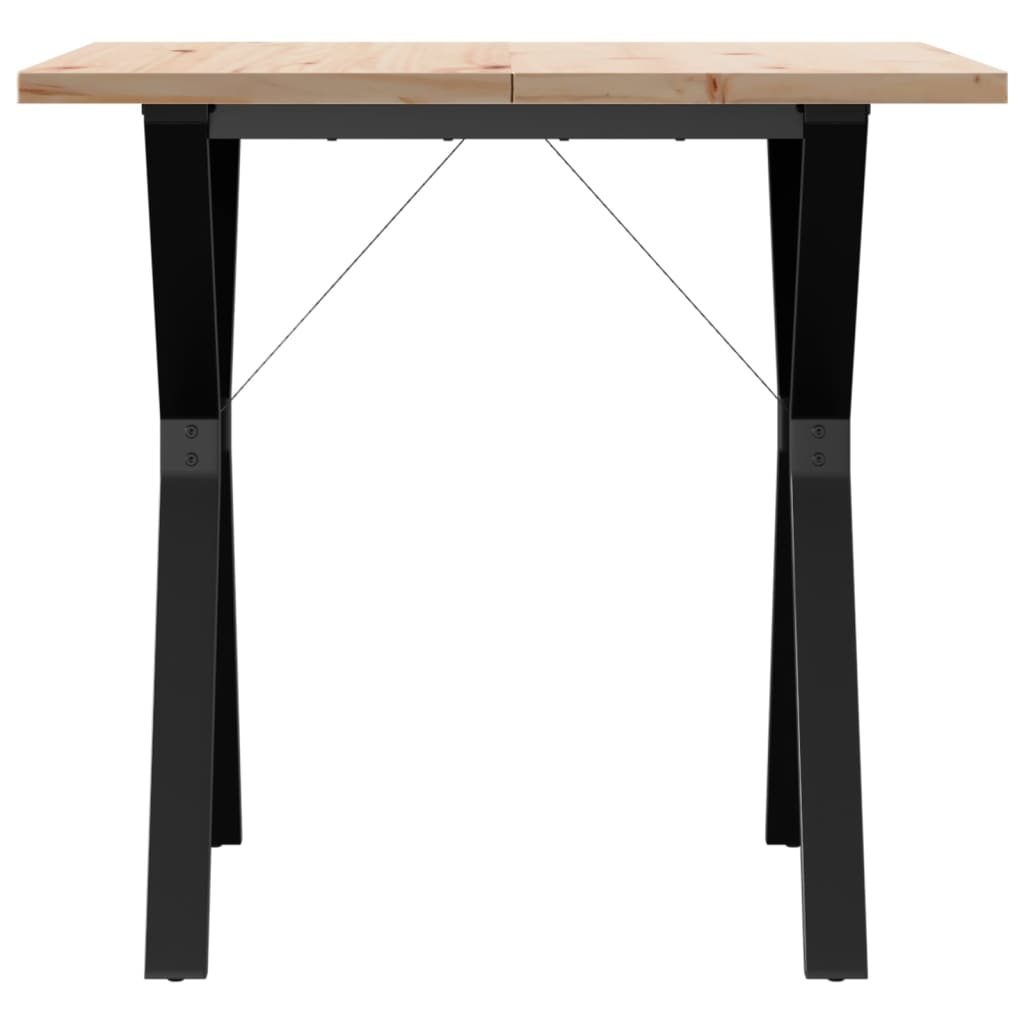 Kitchen table, Y frame, 80x80x75.5 cm solid pine wood and cast iron