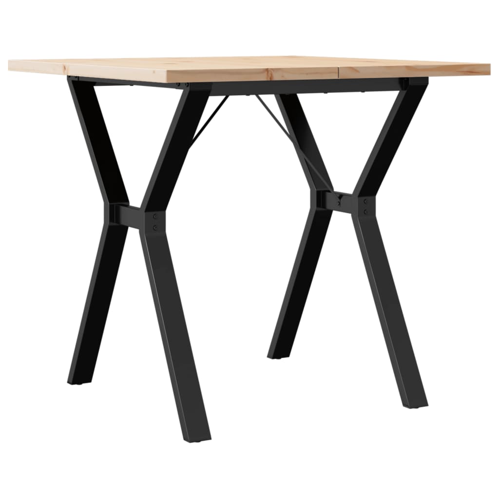 Kitchen table, Y frame, 80x80x75.5 cm solid pine wood and cast iron