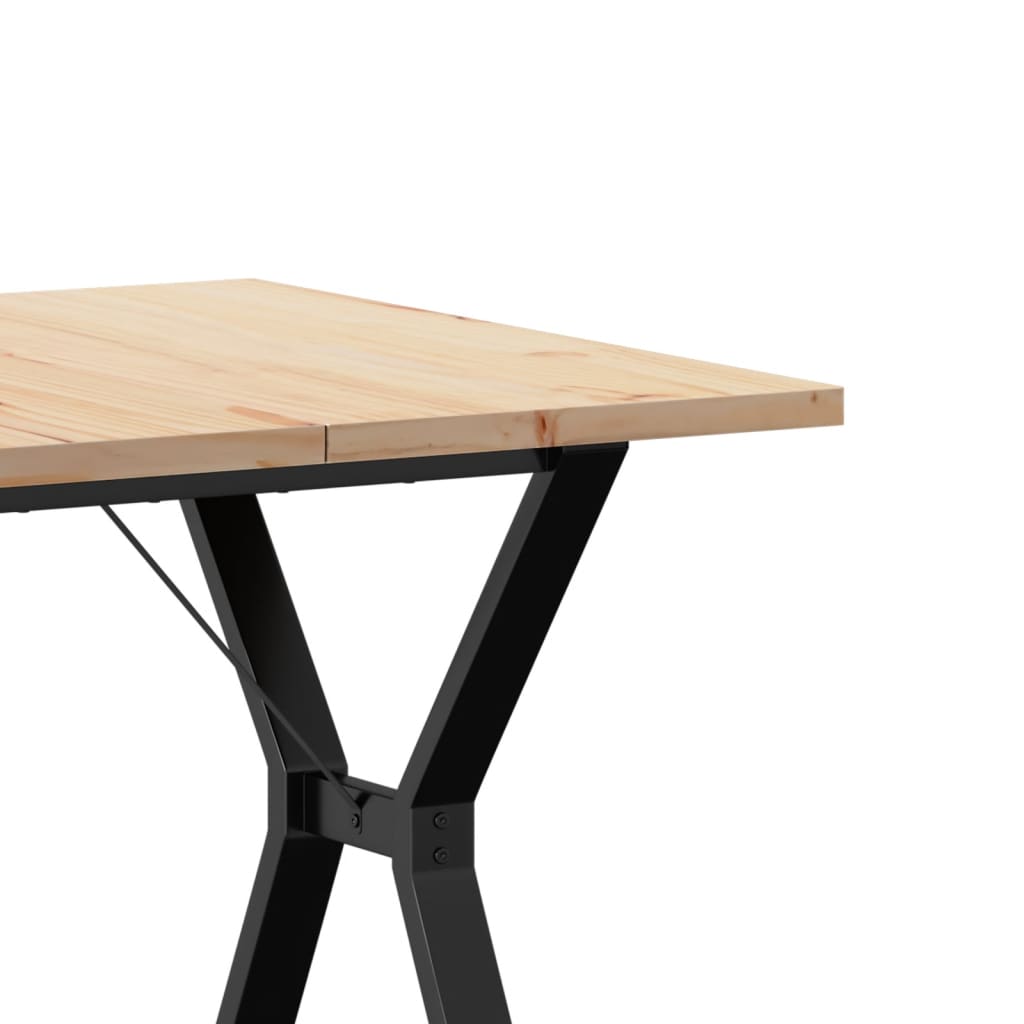 Kitchen table, Y frame, 80x80x75.5 cm solid pine wood and cast iron