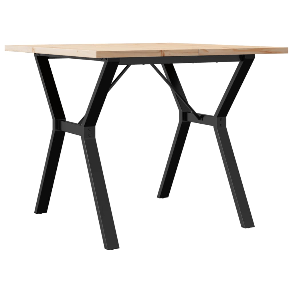 Kitchen table, Y frame, 90x90x75.5 cm solid pine wood and cast iron