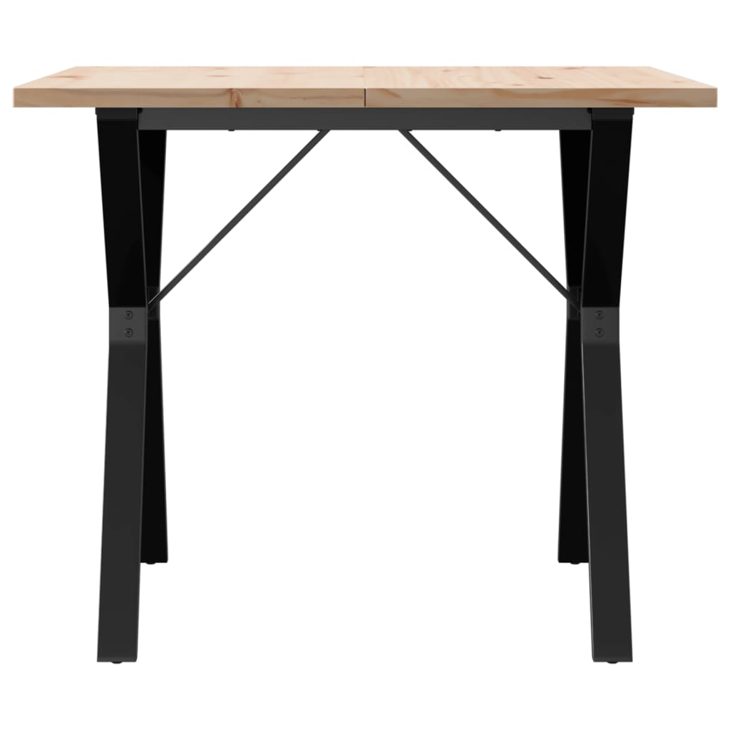 Kitchen table, Y frame, 90x90x75.5 cm solid pine wood and cast iron