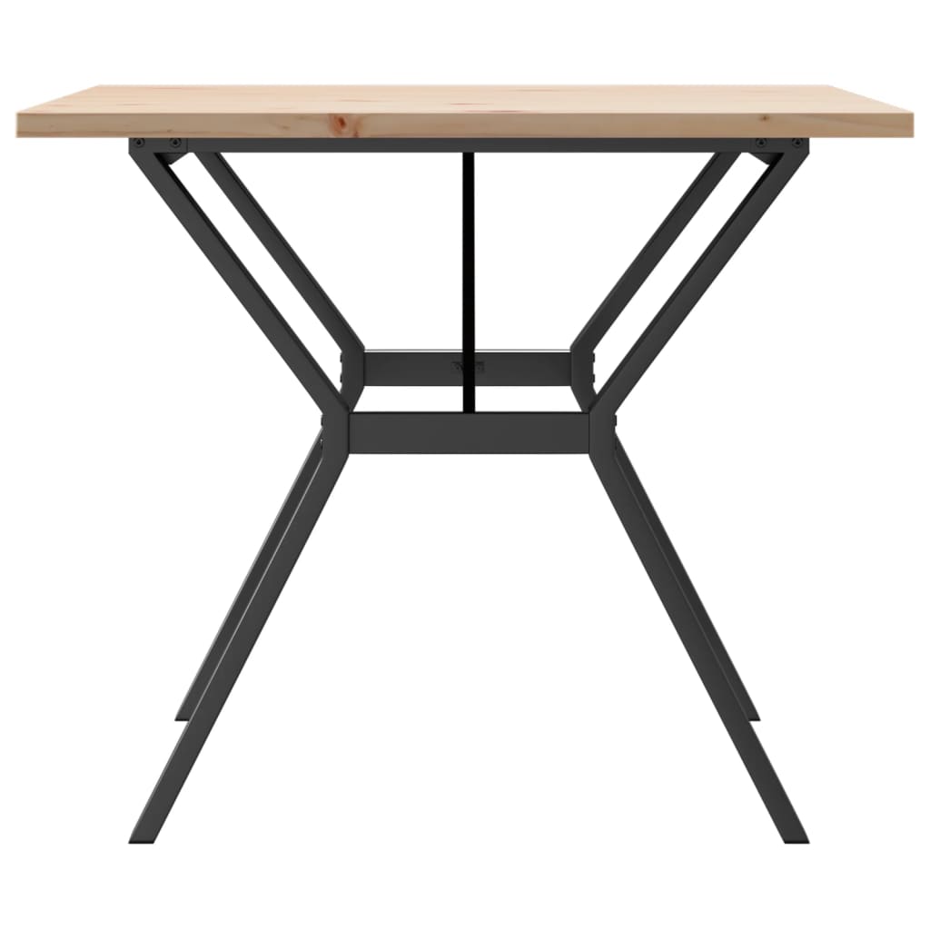 Kitchen table, Y frame, 90x90x75.5 cm solid pine wood and cast iron