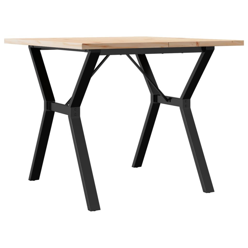 Kitchen table, Y frame, 90x90x75.5 cm solid pine wood and cast iron