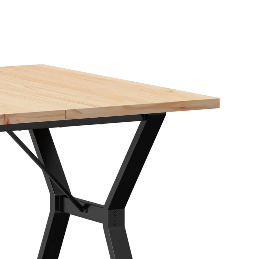 Kitchen table, Y frame, 90x90x75.5 cm solid pine wood and cast iron