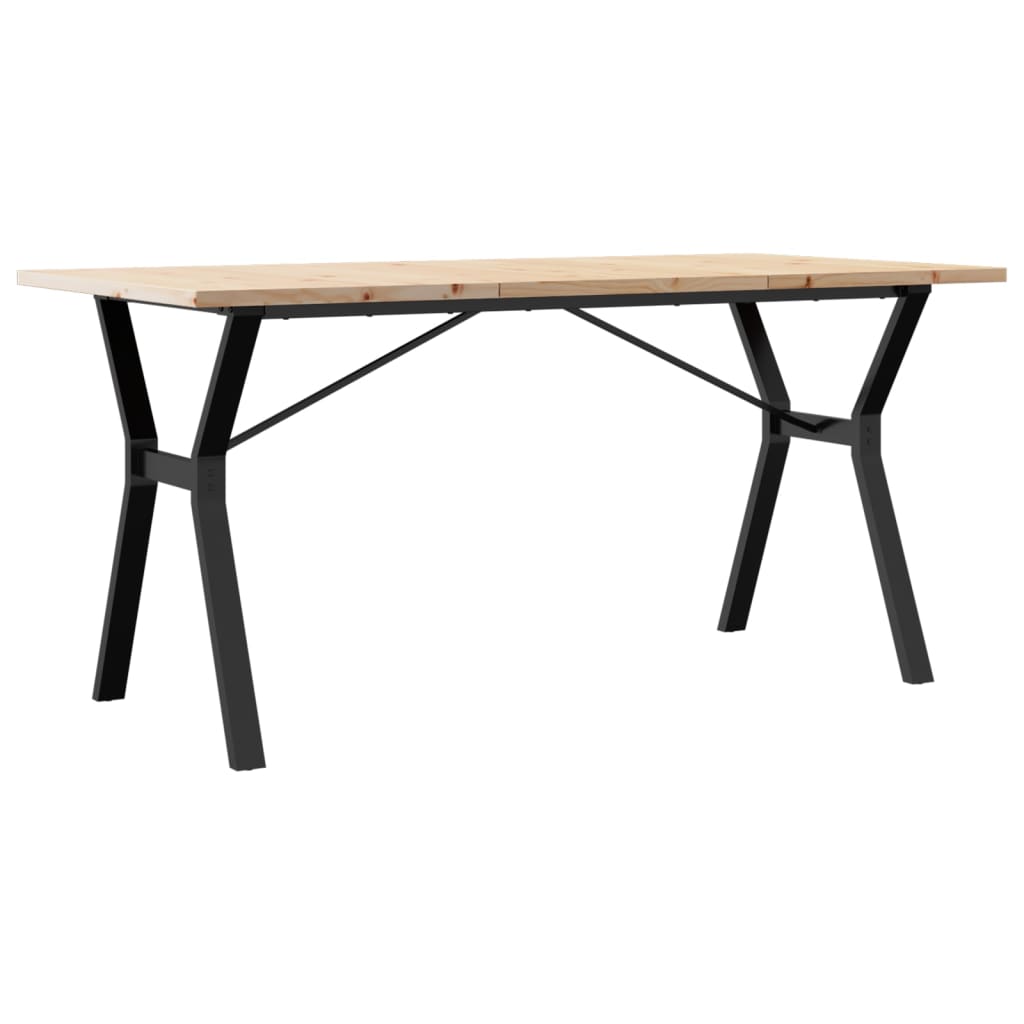 Kitchen table, Y frame, 140x80x75.5 cm solid pine wood and cast iron