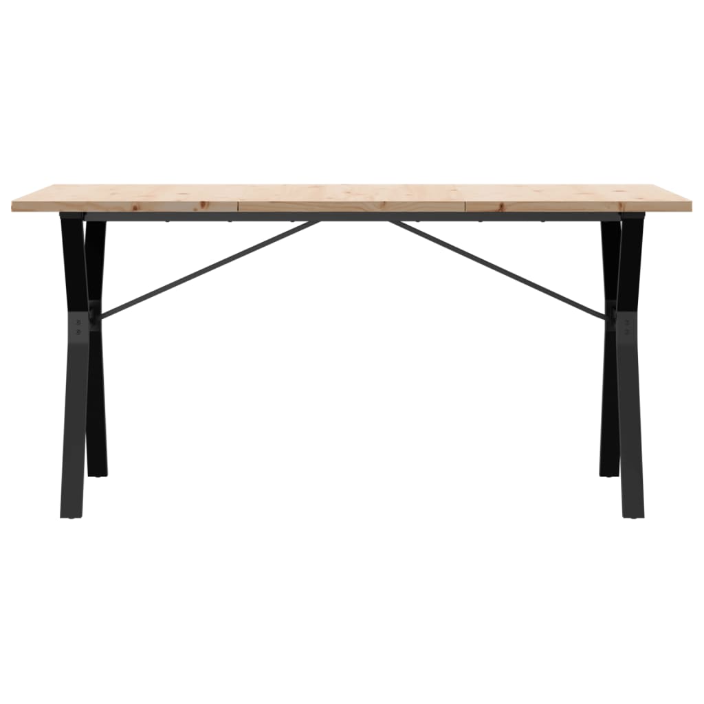 Kitchen table, Y frame, 140x80x75.5 cm solid pine wood and cast iron