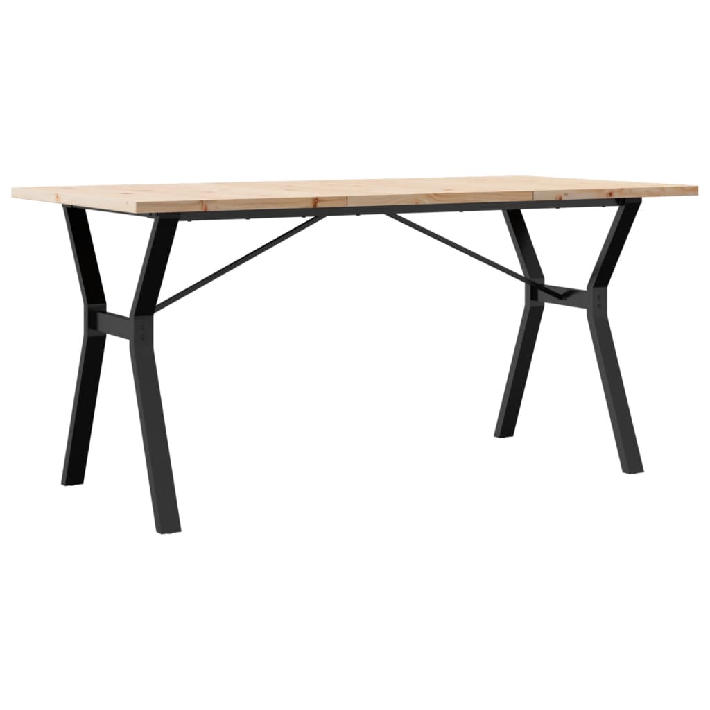 Kitchen table, Y frame, 140x80x75.5 cm solid pine wood and cast iron