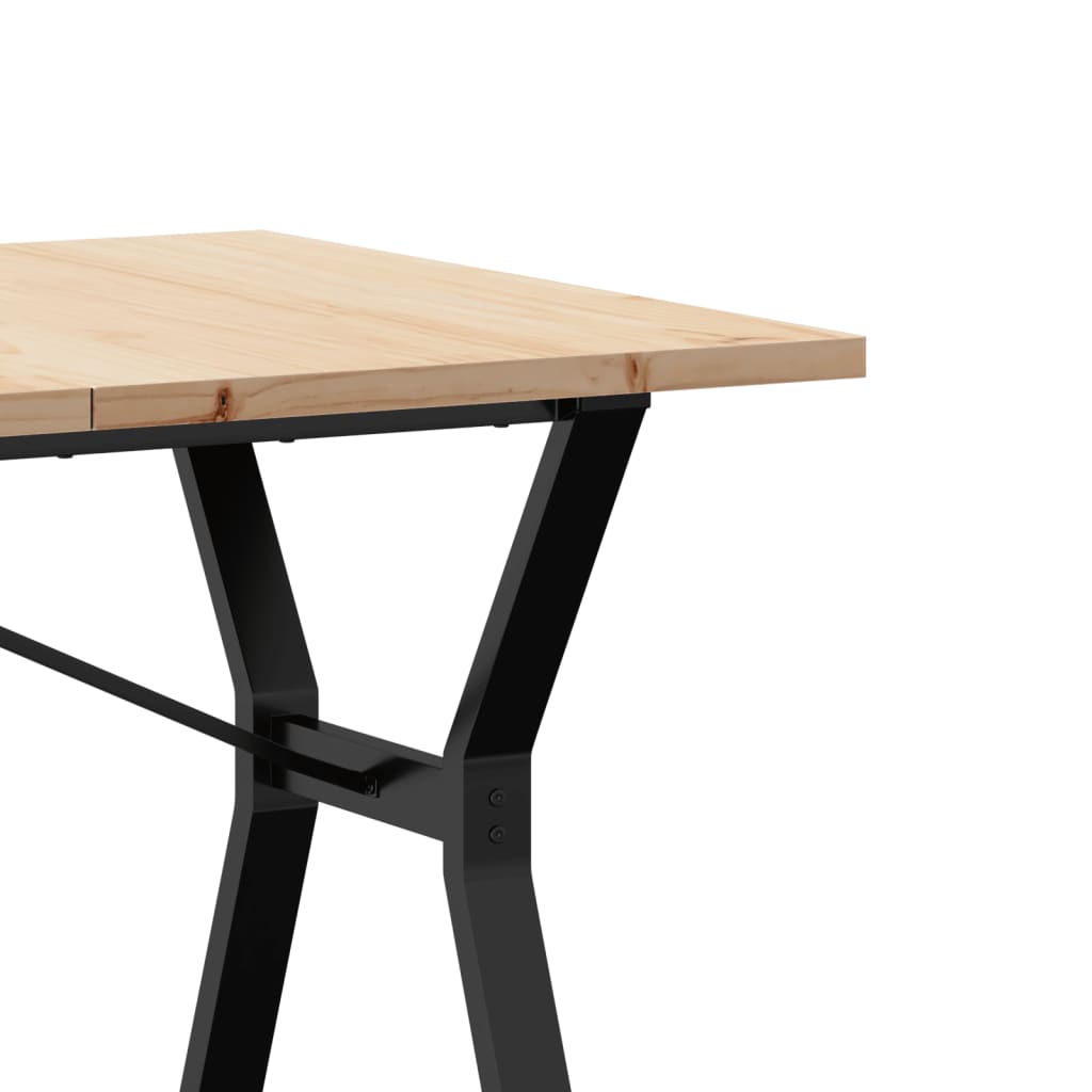 Kitchen table, Y frame, 140x80x75.5 cm solid pine wood and cast iron