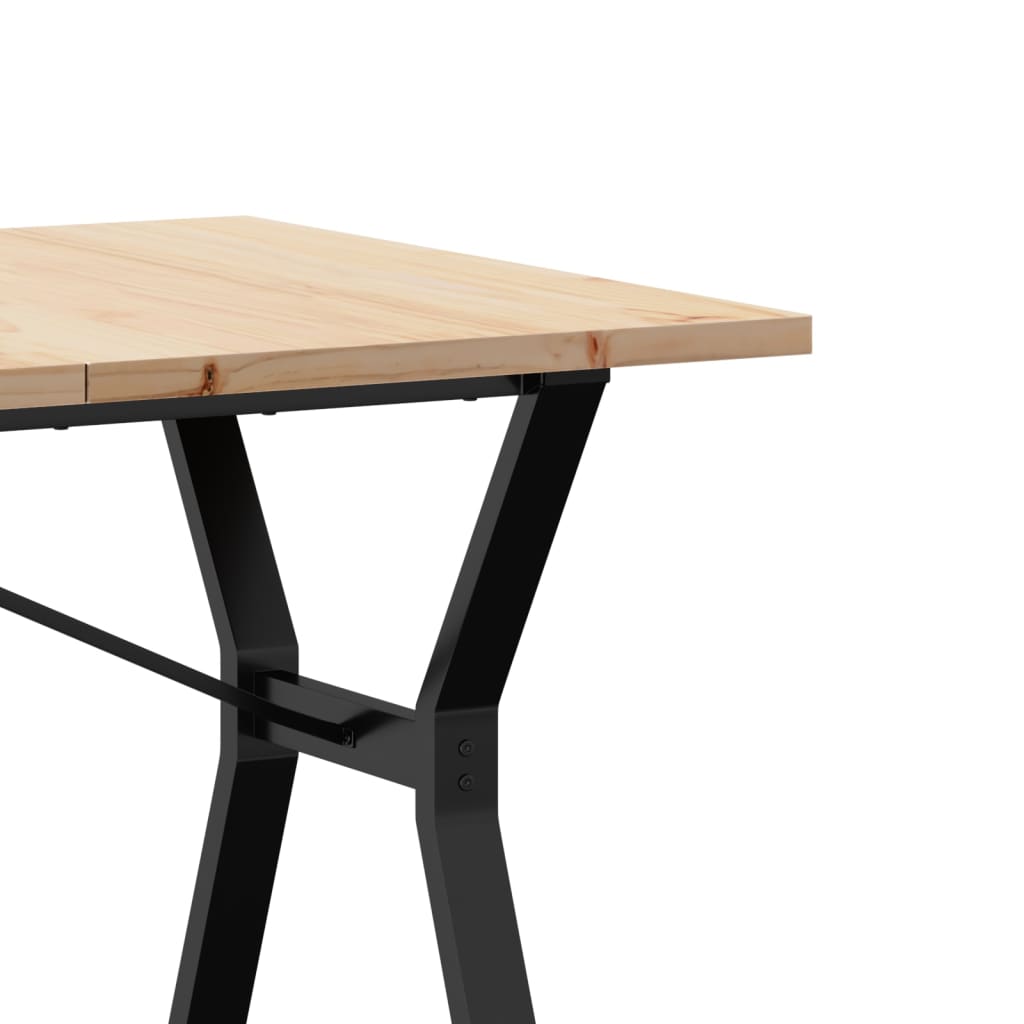 Kitchen table, Y frame, 160x80x75.5 cm solid pine wood and cast iron