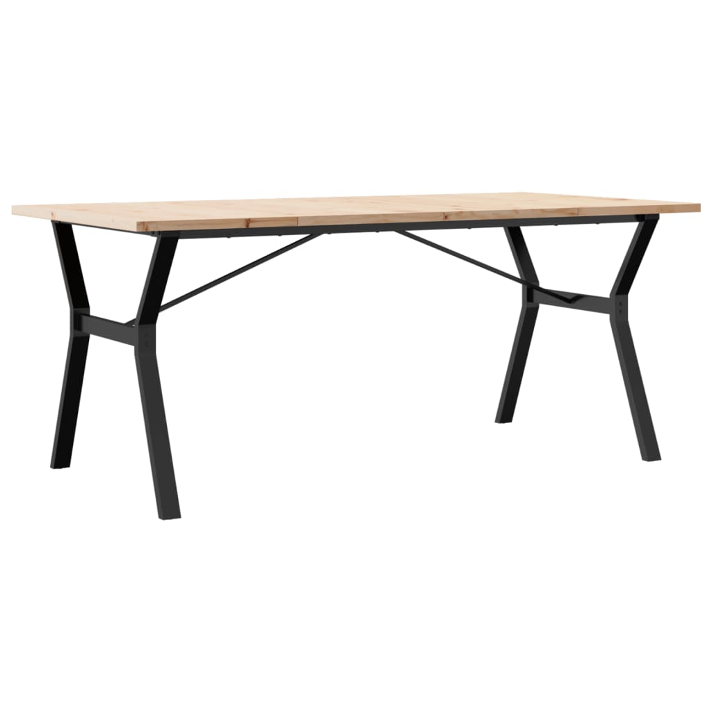 Kitchen table, Y frame, 180x90x75.5 cm solid pine wood and cast iron