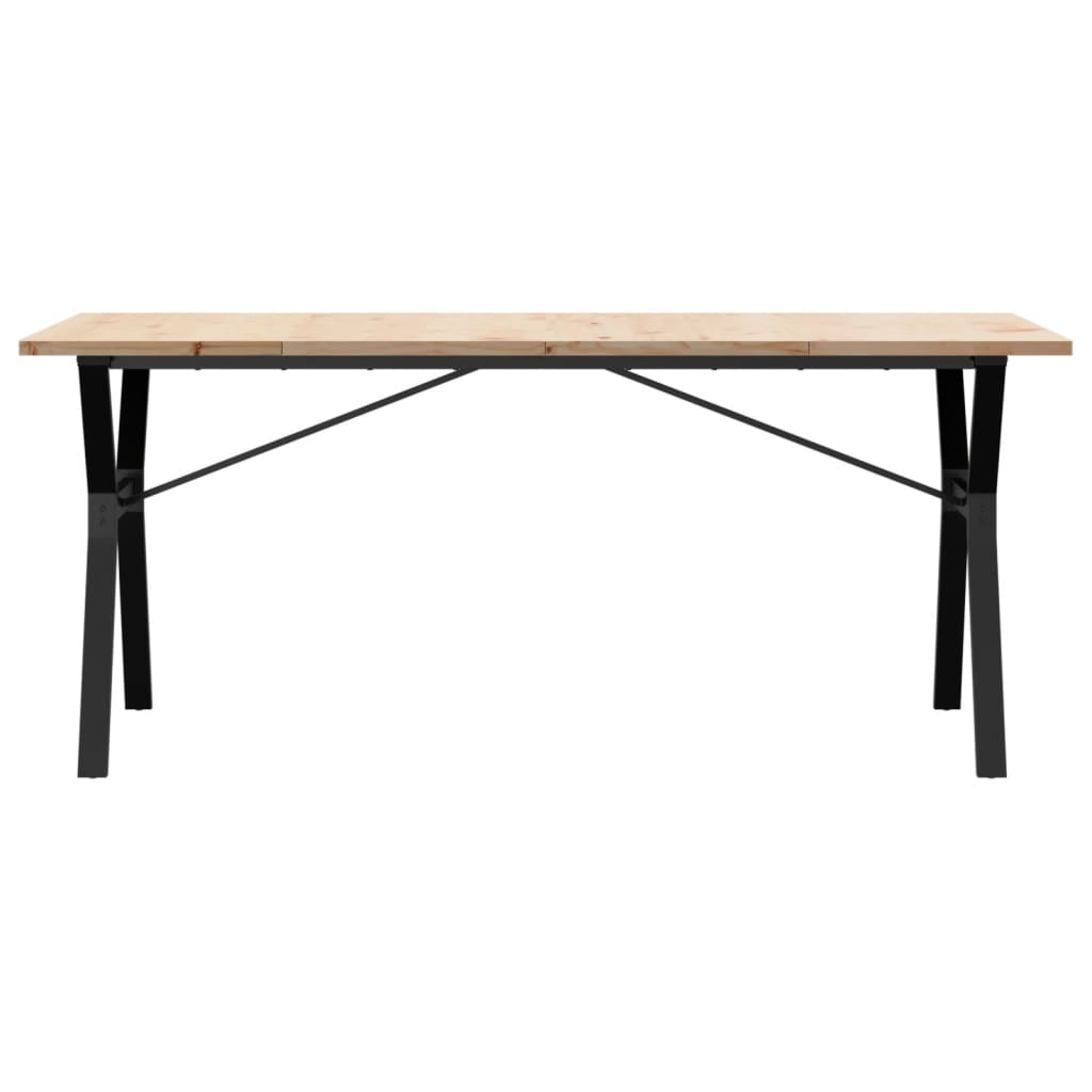 Kitchen table, Y frame, 180x90x75.5 cm solid pine wood and cast iron