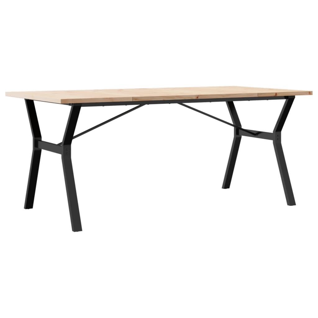 Kitchen table, Y frame, 180x90x75.5 cm solid pine wood and cast iron