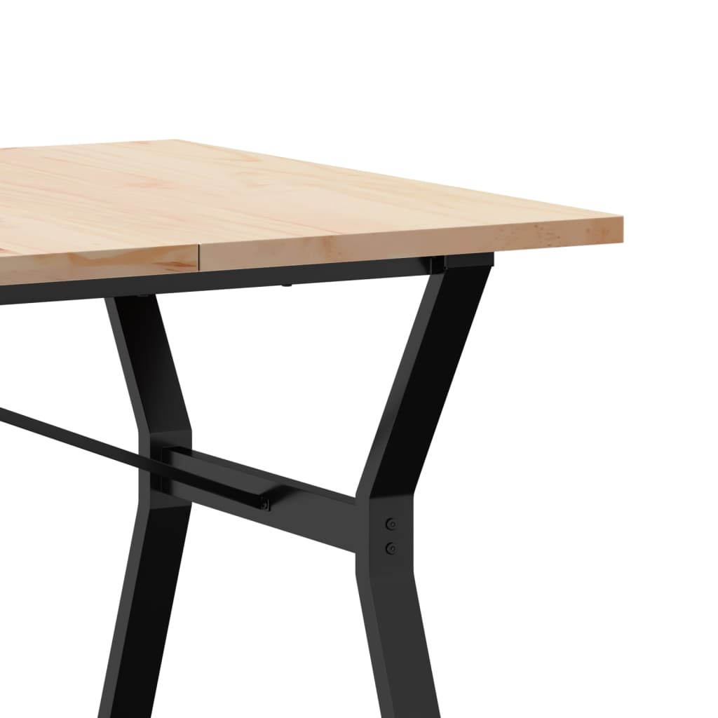 Kitchen table, Y frame, 180x90x75.5 cm solid pine wood and cast iron