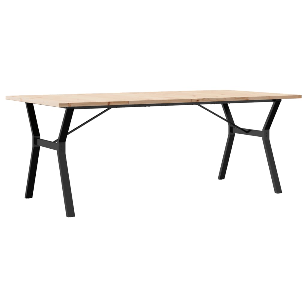 Kitchen table, Y frame, 200x100x75.5cm solid pine wood and cast iron