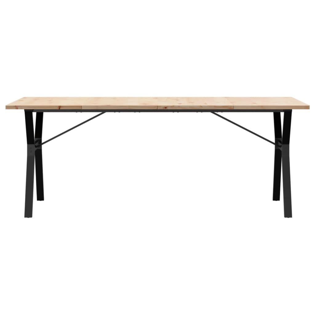 Kitchen table, Y frame, 200x100x75.5cm solid pine wood and cast iron