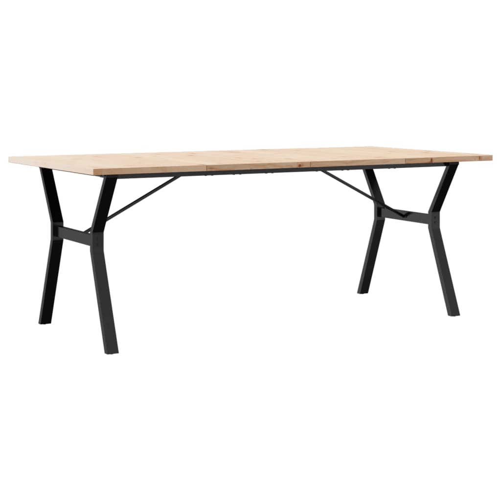 Kitchen table, Y frame, 200x100x75.5cm solid pine wood and cast iron