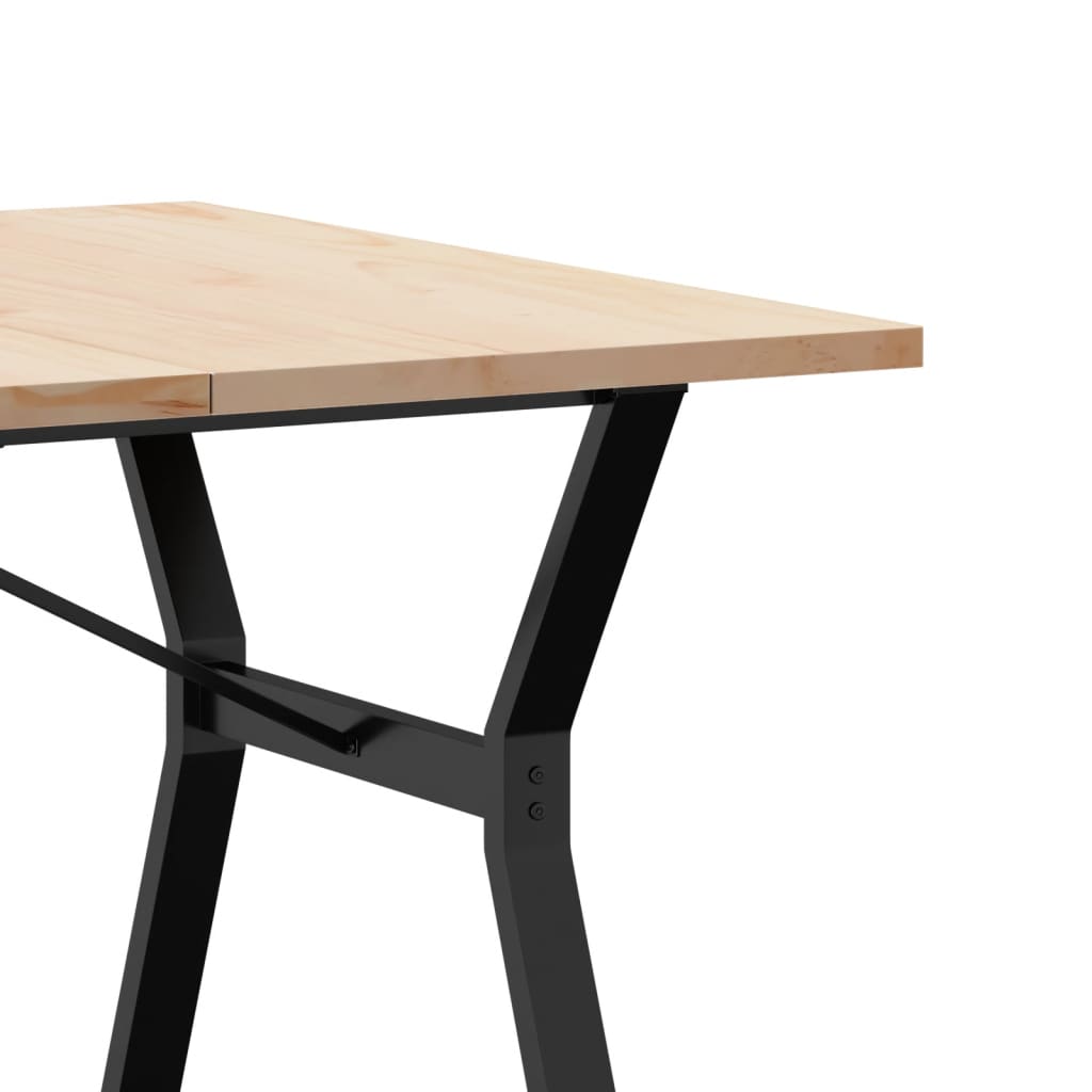 Kitchen table, Y frame, 200x100x75.5cm solid pine wood and cast iron